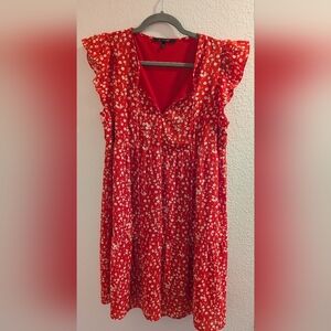 19 Cooper Womens Floral-Print Dress Large Red